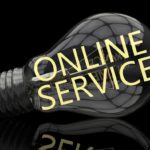 light bulb with online services wriiten